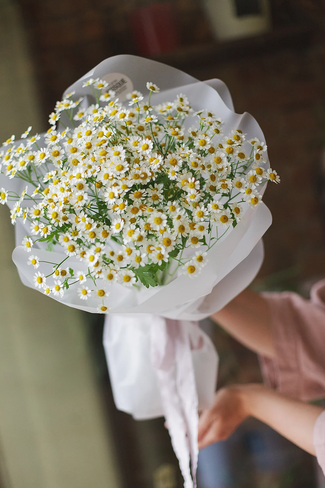 Букет с ромашками танацетум