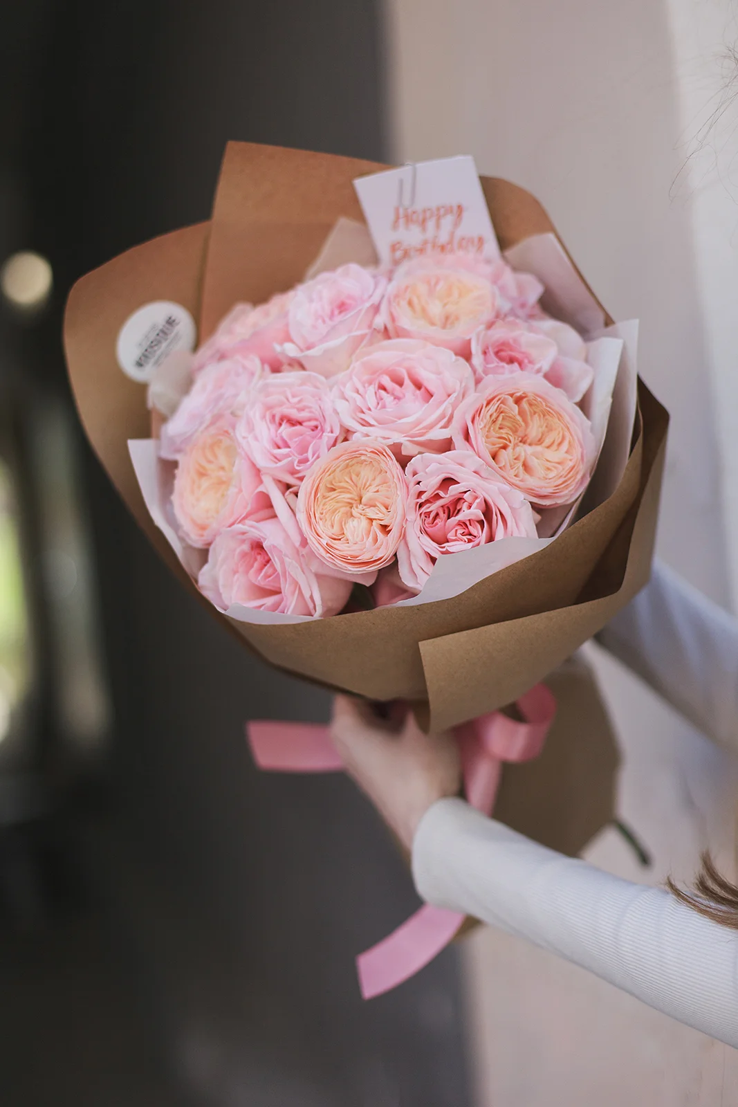 Дуобукет из пионовидной розы Харпер и Пинк Охара